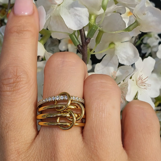 Légare – 18K Gold-Plated Pavé CZ Stacked Layered Ring