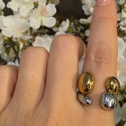 Venti – Gold-Tone & Silver Sculptural Open Stainless Steel Ring