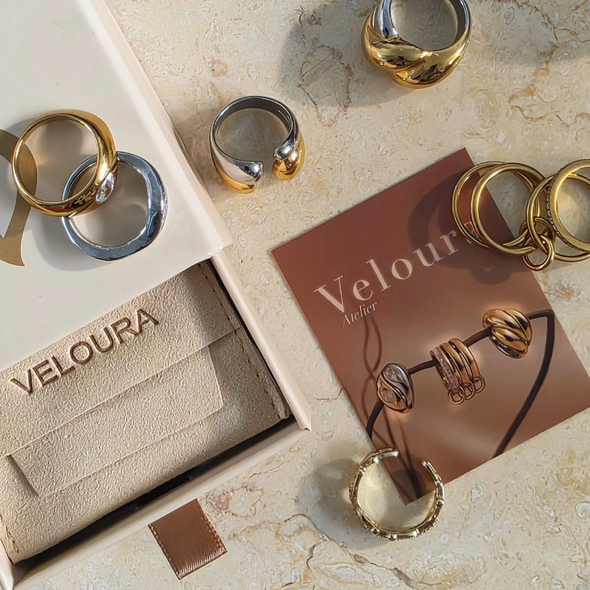 Venti – Gold-Tone & Silver Sculptural Open Stainless Steel Ring