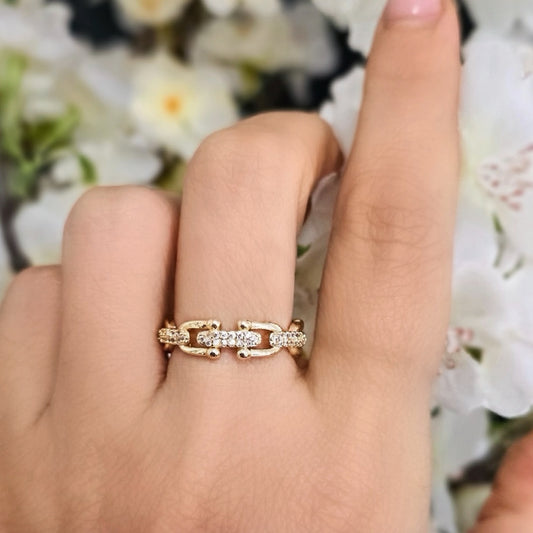 Catena – 18K Gold-Plated Pavé CZ Adjustable Open Ring