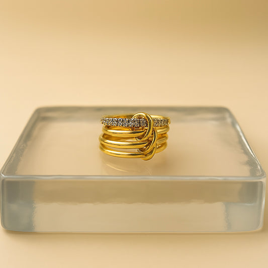 Légare – 18K Gold-Plated Pavé CZ Stacked Layered Ring