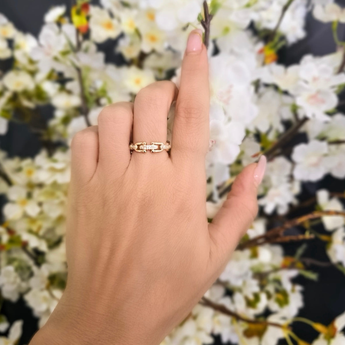 Catena – 18K Gold-Plated Pavé CZ Adjustable Open Ring